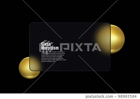 Glass morphism style. Credit card icon. Cashless payment concept. Realistic glass morph effect with golden spheres. 98993584