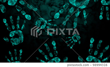 Creepy light blue handprint background Creepy light blue handprint background 98994316