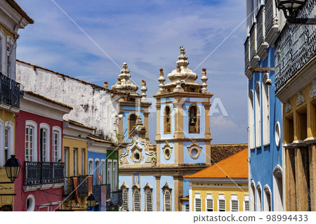 Colorful buildings and baroque churches in Pelourinho Colorful buildings and baroque churches in Pelourinho 98994433