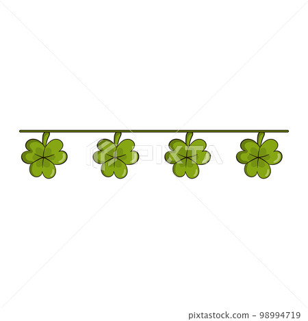 Leprechaun garland with shamrock symbol, traditional irish sign of good luck in cartoon style isolated 98994719