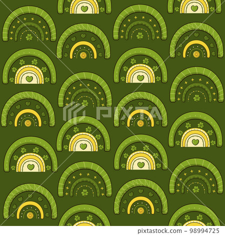 St Patricks Day pattern with green boho style rainbows for greeting card design St Patricks Day pattern with green boho style rainbows for greeting card design 98994725