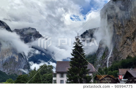 Switzerland Lauterbrunnen, Swiss Village, Rural Village, Lauterbrunnen, Staubbach, Waterfall, Eiger, What, Jungfrau 98994775