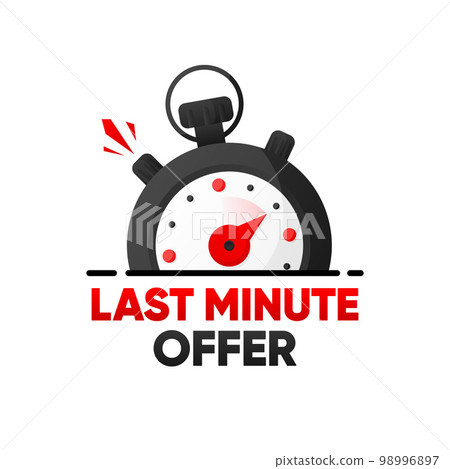 Last Minute Offer banner with countdown. Super promo label with timer clock. Last offer banner for sale promotion. Vector illustration. 98996897