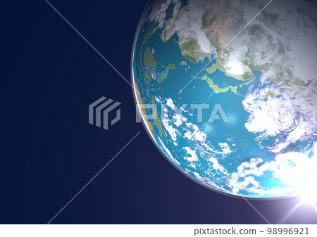 地球，日本列島，向上，藍色，太陽，朝陽（3DCG 圖像） 98996921