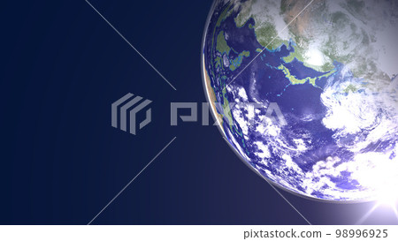 地球、日本、太陽、早晨的太陽、特寫、寬尺寸、複製空間（3DCG 圖像） 98996925