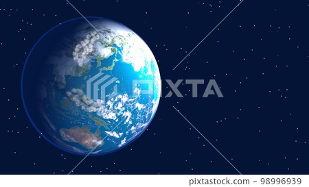 Earth Japan Blue Wide size Copy space Star ants in the background (3DCG image) 98996939