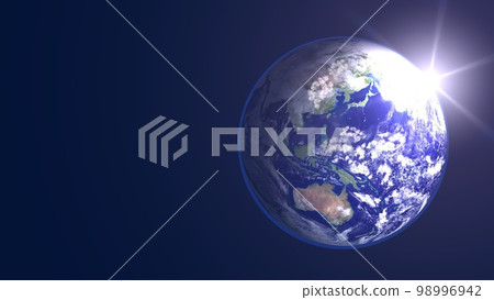 地球、日本、太陽、朝陽、寬尺寸、複製空間(3DCG 圖像) 地球、日本、太陽、朝陽、寬尺寸、複製空間(3DCG 圖像) 98996942