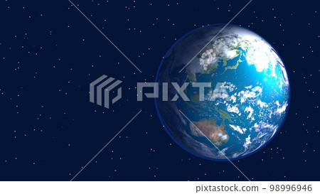 Earth Japan Blue Wide size Copy space Star ants in the background (3DCG image) 98996946