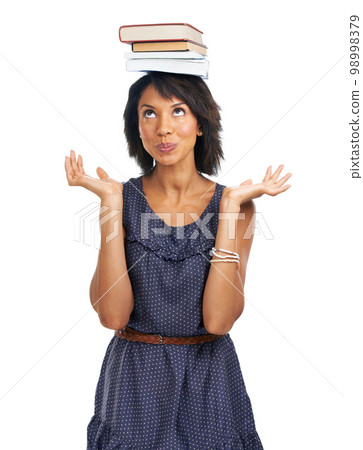 Student, education or black woman with books or balance in studio with marketing mockup space. Development, focused or African school girl in university or college for study learning or future goals Student, education or black woman with books or balance in studio with marketing mockup space. Development, focused or African school girl in university or college for study learning or future goals 98998379