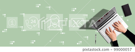 Customer service theme with person using laptop computer 99000057