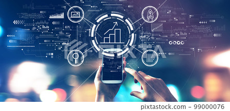 Business growth analysis with city lights at night 99000076