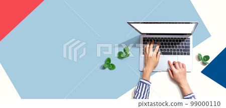 Laptop computer with shamrock leaves Laptop computer with shamrock leaves 99000110