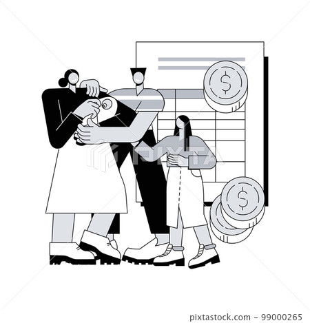 Care tax credit abstract concept vector illustration. Family support, low income, tax year, child care expense deduction, online application, bank account and bill payment abstract metaphor. 99000265