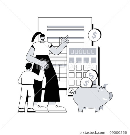Child care expense deduction abstract concept vector illustration. Dependent care costs, benefit plan, tax return, taxable income, family budget, bank transfer, paycheck abstract metaphor. Child care expense deduction abstract concept vector illustration. Dependent care costs, benefit plan, tax return, taxable income, family budget, bank transfer, paycheck abstract metaphor. 99000266