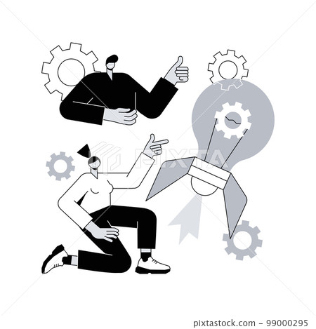 New idea generation abstract concept vector illustration. Business model innovation, entrepreneurship success, innovation management, abstract and visual ideas, creative thinking abstract metaphor. 99000295