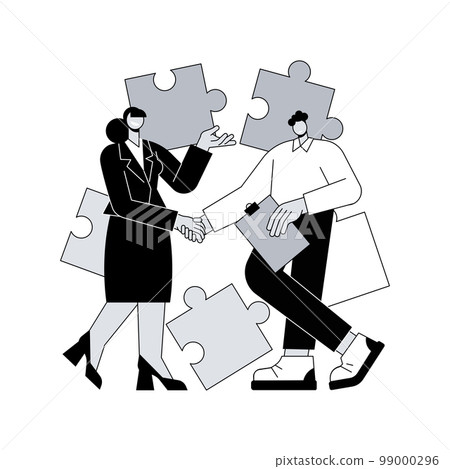 Partnership abstract concept vector illustration. Partnership and agreement, cooperation and teamwork, business partner, open a firm together, professional collaboration abstract metaphor. 99000296