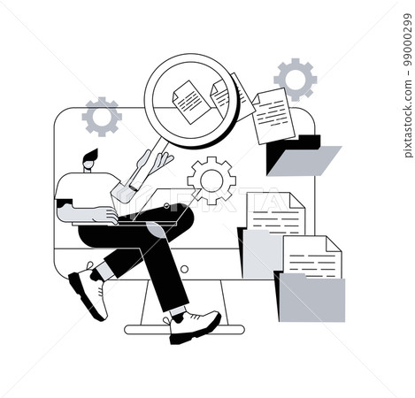 Document management soft abstract concept vector illustration. Document flow app, compound docs, cloud-based DMS, platform for sharing files online. manage business processes abstract metaphor. Document management soft abstract concept vector illustration. Document flow app, compound docs, cloud-based DMS, platform for sharing files online. manage business processes abstract metaphor. 99000299