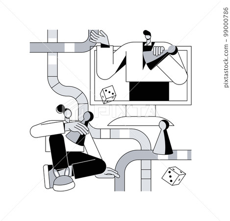 Online board gaming abstract concept vector illustration. Internet entertainment, laptop screen, play strategy game, family leisure time, playing app, quarantine fun, isolation abstract metaphor. Online board gaming abstract concept vector illustration. Internet entertainment, laptop screen, play strategy game, family leisure time, playing app, quarantine fun, isolation abstract metaphor. 99000786