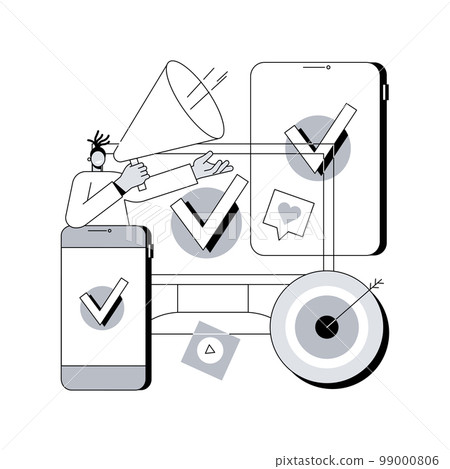 Multi-device targeting abstract concept vector illustration. Cross-device tracking and targeting, multi-device marketing, cross-screen consumer trends, channel optimization abstract metaphor. 99000806