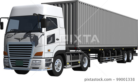 2 軸牽引車和集裝箱 2 軸大型拖車剪裁圖像插圖 99001338