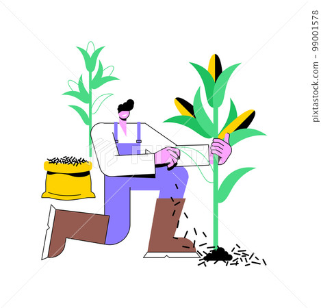 Organic mulching isolated cartoon vector illustrations. Farmer using organic mulching, protect soil, weed management, modern agriculture, using fertilizer, natural decomposition vector cartoon. Organic mulching isolated cartoon vector illustrations. Farmer using organic mulching, protect soil, weed management, modern agriculture, using fertilizer, natural decomposition vector cartoon. 99001578