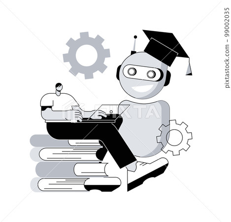 Chatbot self learning abstract concept vector illustration. Chatbot ability, virtual assistants, AI chat software development, machine self learning, advanced bot service abstract metaphor. 99002035