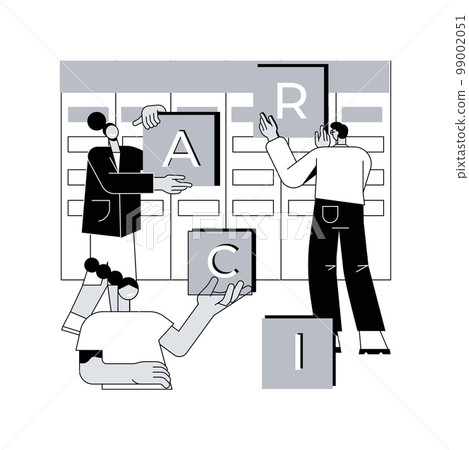 RACI matrix abstract concept vector illustration. Responsibility assignment matrix, linear responsibility chart, project management roles, decision making authorities abstract metaphor. RACI matrix abstract concept vector illustration. Responsibility assignment matrix, linear responsibility chart, project management roles, decision making authorities abstract metaphor. 99002051