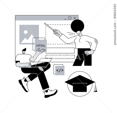Web development courses abstract concept vector illustration. Web programming for beginners, top online coding courses, build websites with responsive design and rich applications abstract metaphor. Web development courses abstract concept vector illustration. Web programming for beginners, top online coding courses, build websites with responsive design and rich applications abstract metaphor. 99002085