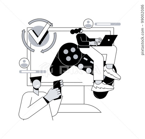 Cross-platform play abstract concept vector illustration. Remote games play, cross-platform online multiplayer, support any console, universal video game, all platform access abstract metaphor. Cross-platform play abstract concept vector illustration. Remote games play, cross-platform online multiplayer, support any console, universal video game, all platform access abstract metaphor. 99002086