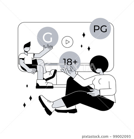 Content rating abstract concept vector illustration. Media and tv rating, content classification system, audience age limitation, censorship classification, games and apps abstract metaphor. 99002093