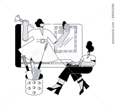 Beauty blogger abstract concept vector illustration. Blog content, homemade video production, beauty consultant, makeup advice, drugs and cosmetics review, how-to instructions abstract metaphor. Beauty blogger abstract concept vector illustration. Blog content, homemade video production, beauty consultant, makeup advice, drugs and cosmetics review, how-to instructions abstract metaphor. 99002096