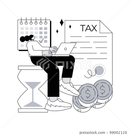 Tax payment deadline abstract concept vector illustration. Tax planning and preparation, vat payment deadline reminder, fiscal year calendar, estimated refund and return date abstract metaphor. 99002128