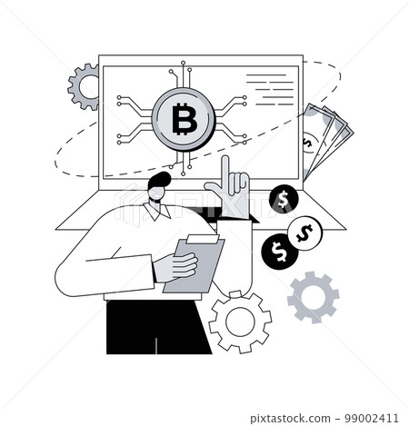 FinTech technology abstract concept vector illustration. Technology integration, financial services company, payment processing, stock trading app, lending marketplace, mortgage abstract metaphor. 99002411
