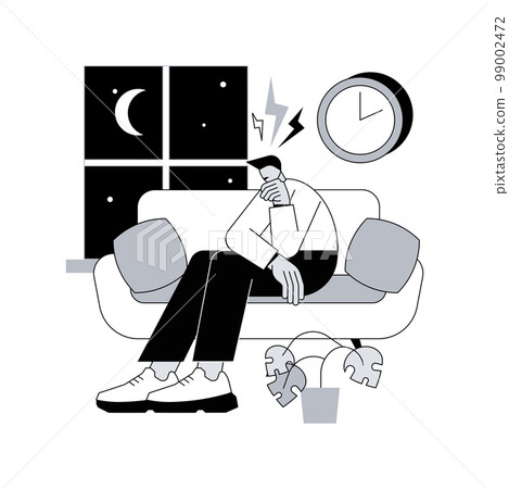 Sleep behavior disorder abstract concept vector illustration. Sleep disorder diagnostics, sleeping behavior, REM problem, disturbance treatment, rapid eye movement, symptom abstract metaphor. 99002472