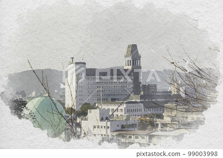 Watercolor style Kurashiki urban area Kurashiki City Hall Kurashiki City, Okayama Prefecture 99003998