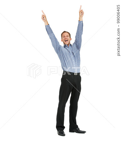 Businessman winner in portrait with success, cheers and achievement, arms in air against white background. Happy man, professional win and excited, corporate celebration with growth and bonus mockup Businessman winner in portrait with success, cheers and achievement, arms in air against white background. Happy man, professional win and excited, corporate celebration with growth and bonus mockup 99006405