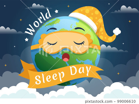 World Sleep Day on March 17 Illustration with People Sleeping and Planet Earth in Sky Backgrounds Flat Cartoon Hand Drawn for Landing Page Templates 99006610