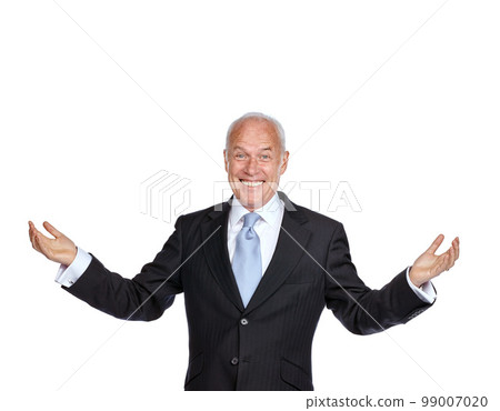 Senior businessman, raised hands and smile portrait for success, corporate goals and motivation isolated in white background. Elderly man, happy and excited with arms in air for ceo work celebration Senior businessman, raised hands and smile portrait for success, corporate goals and motivation isolated in white background. Elderly man, happy and excited with arms in air for ceo work celebration 99007020
