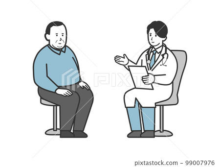 一位男性醫生檢查的肥胖中年人 99007976