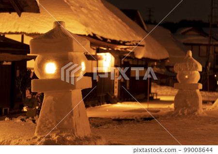 Snowy Ouchi-juku Snow Festival Townscape with Snow Lanterns Shimogo Town, Fukushima Prefecture Snowy Ouchi-juku Snow Festival Townscape with Snow Lanterns Shimogo Town, Fukushima Prefecture 99008644