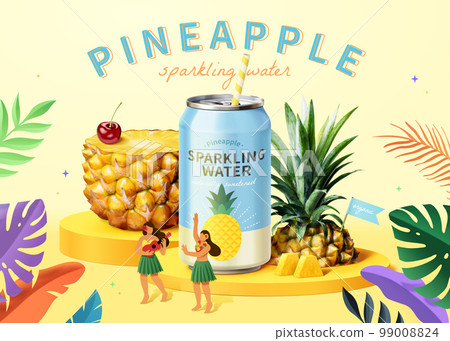 3D pineapple sparkling water ad 3D pineapple sparkling water ad 99008824