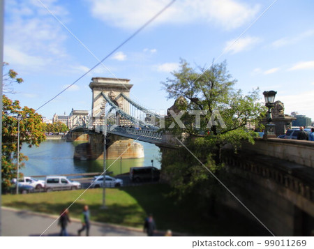 Hungary Budapest chain bridge diorama style Hungary Budapest chain bridge diorama style 99011269