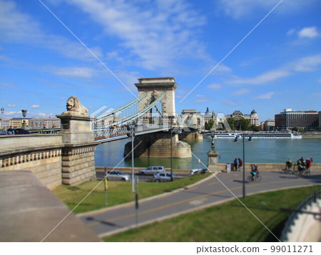 Hungary Budapest chain bridge diorama style Hungary Budapest chain bridge diorama style 99011271