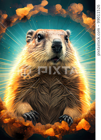 groundhog day. groundhog close-up realistic drawing. Generative AI groundhog day. groundhog close-up realistic drawing. Generative AI 99011526