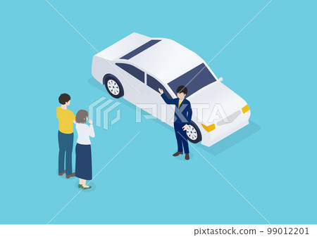 等距|賣車的男人插畫素材 99012201