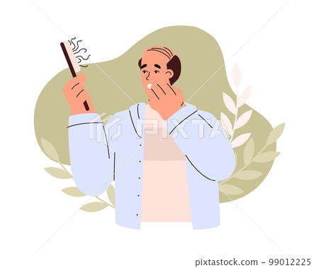 Baldheaded man losing his hair flat vector illustration isolated on white. Baldheaded man losing his hair flat vector illustration isolated on white. 99012225