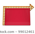 3d retro red and gold signboard with glowing yellow light bulb . Concept of billboard design for cinema, casino, marquee or nightclub . 3d high quality render 99012461