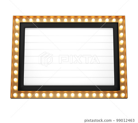 3d retro black and gold signboard with glowing yellow light bulb . Concept of billboard design for cinema, casino, marquee or nightclub . 3d high quality render 3d retro black and gold signboard with glowing yellow light bulb . Concept of billboard design for cinema, casino, marquee or nightclub . 3d high quality render 99012463