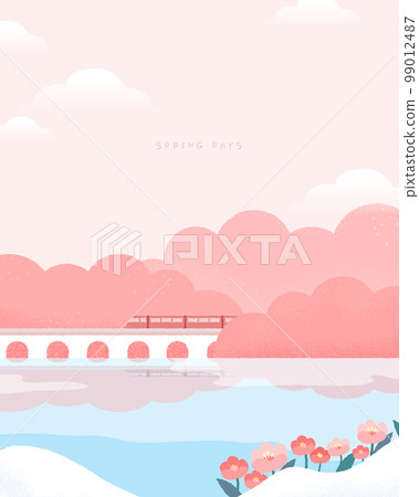 Emotional spring landscape background illustration 02 99012487