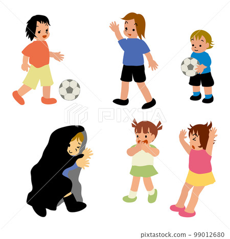 Children playing soccer ghost 99012680